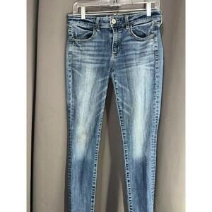American Eagle Super Stretch Jeans US 6 Short Blue Denim Mid Rise Skinny Fit